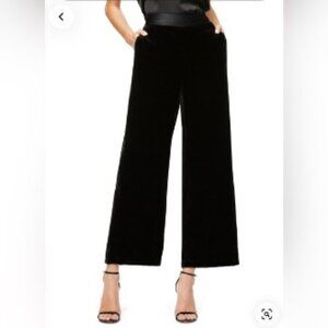 Good American Luxe Crop Wide Leg Satin Black Pants Minimalist Size Small